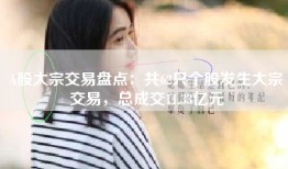 A股大宗交易盘点：共62只个股发生大宗交易，总成交11.33亿元