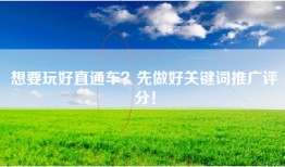想要玩好直通车？先做好关键词推广评分！