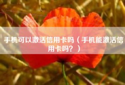 手机可以激活信用卡吗（手机能激活信用卡吗？）