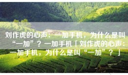 刘作虎的心声：一加手机，为什么是叫“一加”？一加手机「刘作虎的心声：一加手机，为什么是叫“一加”？」