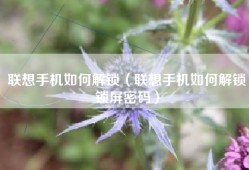 联想手机如何解锁（联想手机如何解锁锁屏密码）