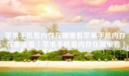 苹果手机看内存在哪里看苹果手机内存在哪里看「苹果手机看内存在哪里看」