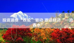投资消费“双轮”驱动 激活经济“一池春水”