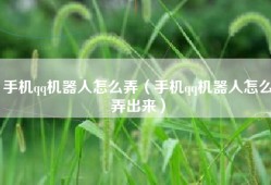 手机qq机器人怎么弄（手机qq机器人怎么弄出来）