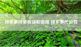 拼多多拼单收货后返现 拼多多代运营